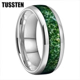 Green Moss Agate Inlay Tungsten Carbide Wedding Band rings Viking Warriors