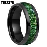 Green Moss Agate Inlay Tungsten Carbide Wedding Band rings Viking Warriors