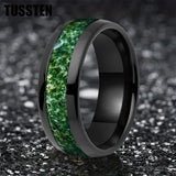 Green Moss Agate Inlay Tungsten Carbide Wedding Band rings Viking Warriors
