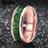 Green Moss Agate Inlay Tungsten Carbide Wedding Band rings Viking Warriors