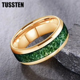 Green Moss Agate Inlay Tungsten Carbide Wedding Band rings Viking Warriors