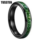 Green Moss Agate Inlay Tungsten Carbide Wedding Band rings Viking Warriors