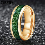 Green Moss Agate Inlay Tungsten Carbide Wedding Band rings Viking Warriors