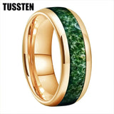 Green Moss Agate Inlay Tungsten Carbide Wedding Band rings Viking Warriors