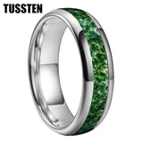 Green Moss Agate Inlay Tungsten Carbide Wedding Band rings Viking Warriors