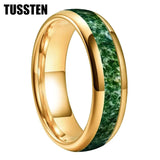 Green Moss Agate Inlay Tungsten Carbide Wedding Band rings Viking Warriors