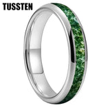 Green Moss Agate Inlay Tungsten Carbide Wedding Band rings Viking Warriors