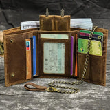 Leather Trifold Wallet with Chain wallet Viking Warriors