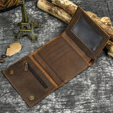 Leather Trifold Wallet with Chain wallet Viking Warriors