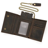 Leather Trifold Wallet with Chain wallet Viking Warriors