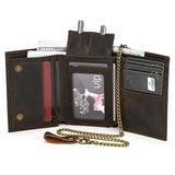 Leather Trifold Wallet with Chain wallet Viking Warriors