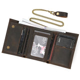 Leather Trifold Wallet with Chain wallet Viking Warriors