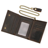 Leather Trifold Wallet with Chain wallet Viking Warriors