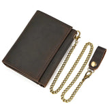 Leather Trifold Wallet with Chain wallet Viking Warriors