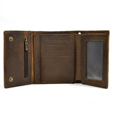Leather Trifold Wallet with Chain wallet Viking Warriors