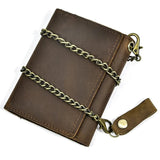 Leather Trifold Wallet with Chain wallet Viking Warriors