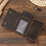 Leather Trifold Wallet with Chain wallet Viking Warriors