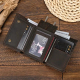Leather Trifold Wallet with Chain wallet Viking Warriors
