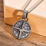 Men's Compass Necklace Viking Warriors