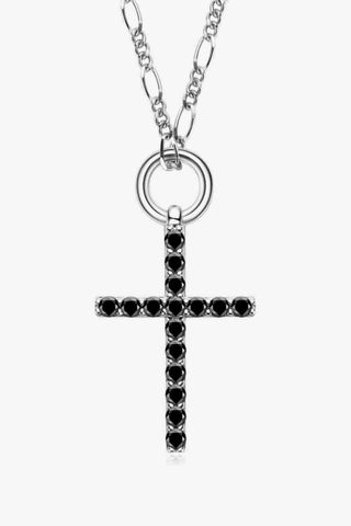 Moissanite Cross Pendant Platinum-Plated Necklace Necklaces Trendsi