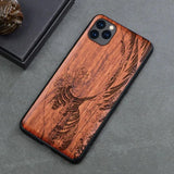 Natural Wood Case For iPhone 14 Pro 11 12 XR XS 15 Pro Max Mobile Phone Cases Viking Warriors