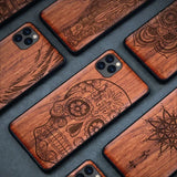 Natural Wood Case For iPhone 14 Pro 11 12 XR XS 15 Pro Max Mobile Phone Cases Viking Warriors