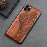 Natural Wood Case For iPhone 14 Pro 11 12 XR XS 15 Pro Max Mobile Phone Cases Viking Warriors