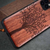 Natural Wood Case For iPhone 14 Pro 11 12 XR XS 15 Pro Max Mobile Phone Cases Viking Warriors