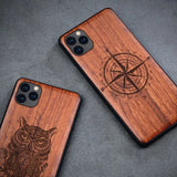 Natural Wood Case For iPhone 14 Pro 11 12 XR XS 15 Pro Max Mobile Phone Cases Viking Warriors