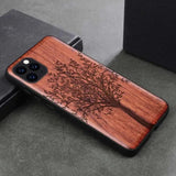 Natural Wood Case For iPhone 14 Pro 11 12 XR XS 15 Pro Max Mobile Phone Cases Viking Warriors