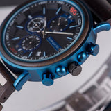 Norse Blue Wooden Chronograph Wristwatch Watches Viking Warriors