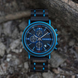 Norse Blue Wooden Chronograph Wristwatch Watches Viking Warriors