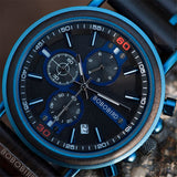 Norse Blue Wooden Chronograph Wristwatch Watches Viking Warriors