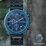 Norse Blue Wooden Chronograph Wristwatch Watches Viking Warriors