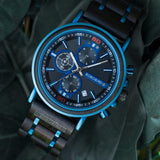 Norse Blue Wooden Chronograph Wristwatch Watches Viking Warriors