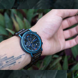Norse Blue Wooden Chronograph Wristwatch Watches Viking Warriors