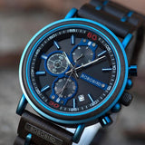 Norse Blue Wooden Chronograph Wristwatch Watches Viking Warriors