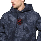 Odin's Valknut Tie-dye Embroidered Hoodie Tie-dye Hoodie Viking Warriors