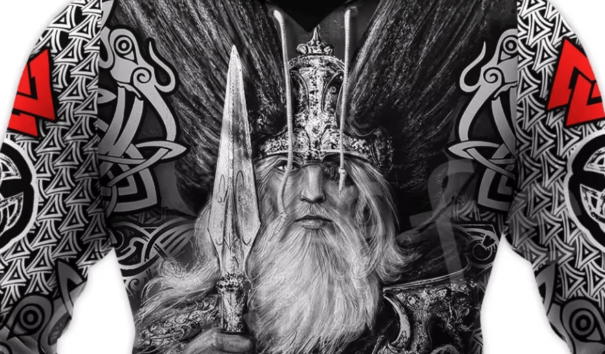 Heren Viking SON OF ODIN Dikke Hooded Trui, Nordic