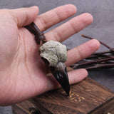Raven Skull Resin Necklace Raven Skull Necklace Viking Warriors