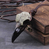 Raven Skull Resin Necklace Raven Skull Necklace Viking Warriors