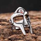 Red Stone Spartan Helmet Ring ring Viking Warriors