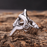 Red Stone Spartan Helmet Ring ring Viking Warriors