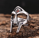 Red Stone Spartan Helmet Ring ring Viking Warriors