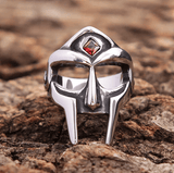 Red Stone Spartan Helmet Ring ring Viking Warriors