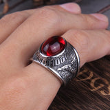 Red Stone Viking Wolf Raven Ring Rings Viking Warriors