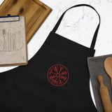 Red Vegvisir Embroidered Apron Aprons Viking Warriors