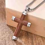 Rosewood Cross Necklace Viking Warriors