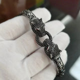 S925 Sterling Silver Black Leopard Bracelet Bracelets Viking Warriors