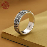 S925 Sterling Silver Braided Knot Spinning Rings Rings Viking Warriors